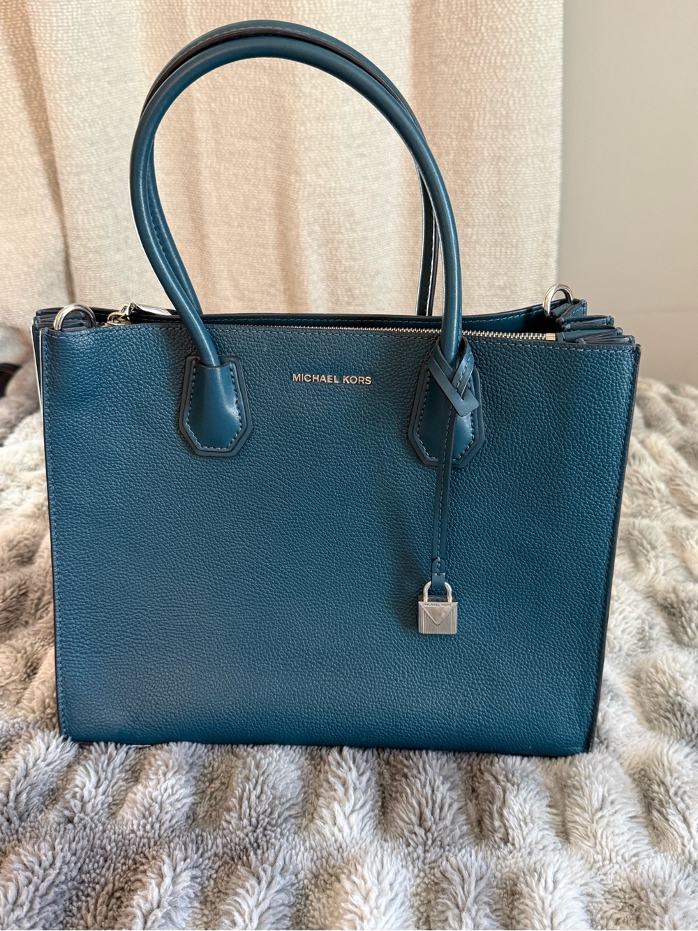 Michael Kors Teal Satchel with Top Handles